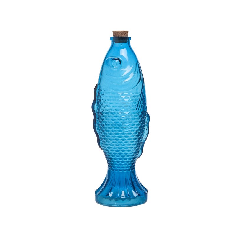 10" Blue Glass Fish Bottle Wilford & Lee Home Accents
