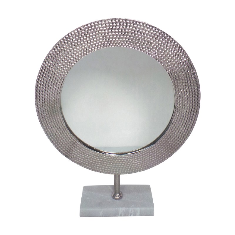 21" Silver Round Mirror On Stand Wilford & Lee Home Accents