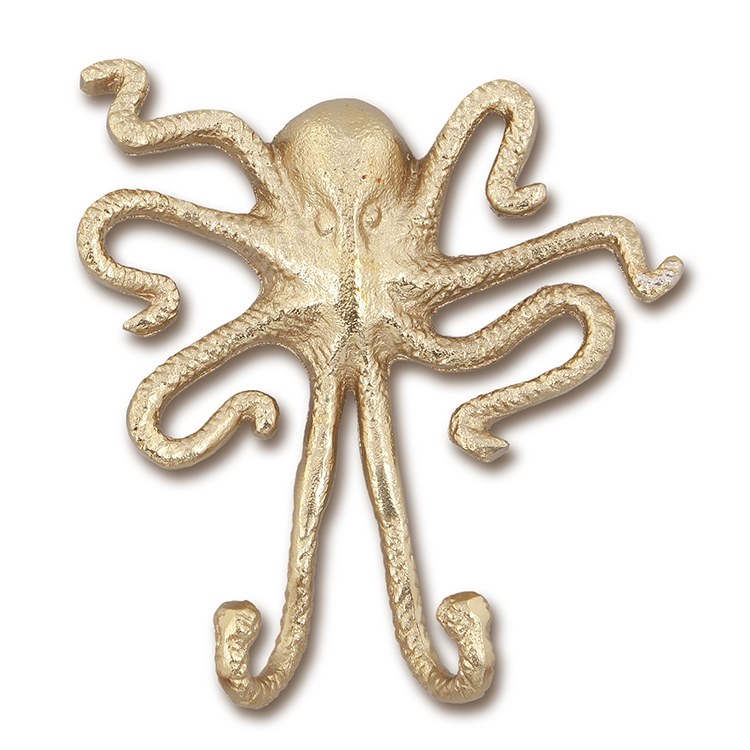 6 Gold Octopus Wall Hook