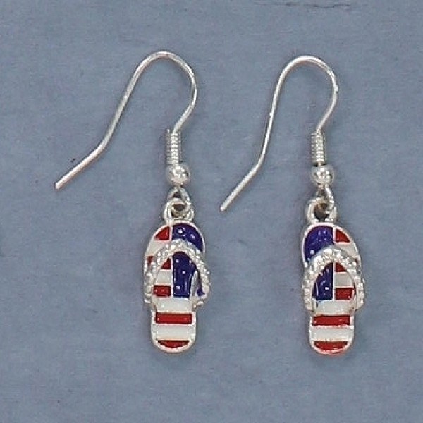 Red, White and Blue Flip Flop Earrings - Wilford & Lee Home Accents