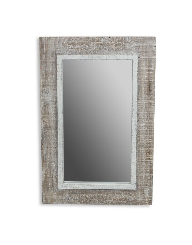 27" x 18" White Washed Wooden Wall Mirror Wilford & Lee Home Accents