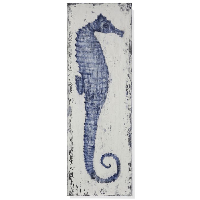 59" x 20" Blue Seahorse Handmade Canvas 2 Wilford & Lee Home Accents