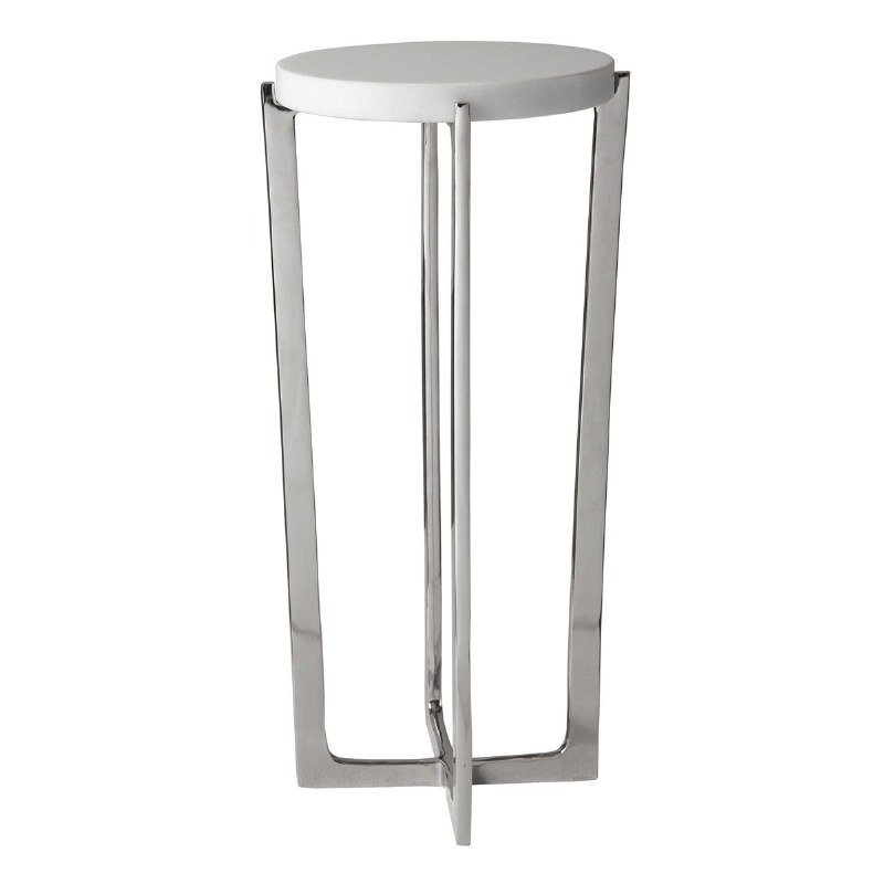 25" Round White Marble Topped Accent Table Wilford & Lee Home Accents