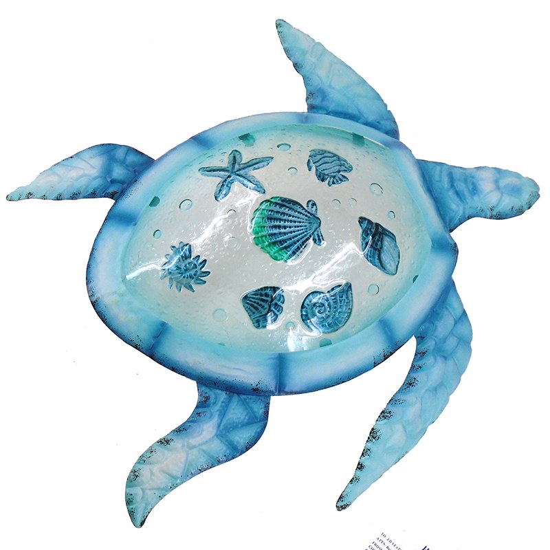 20 Blue Turtle And Shells Glass Inlay Metal Wall Plaque Wilford Lee Home Accents
