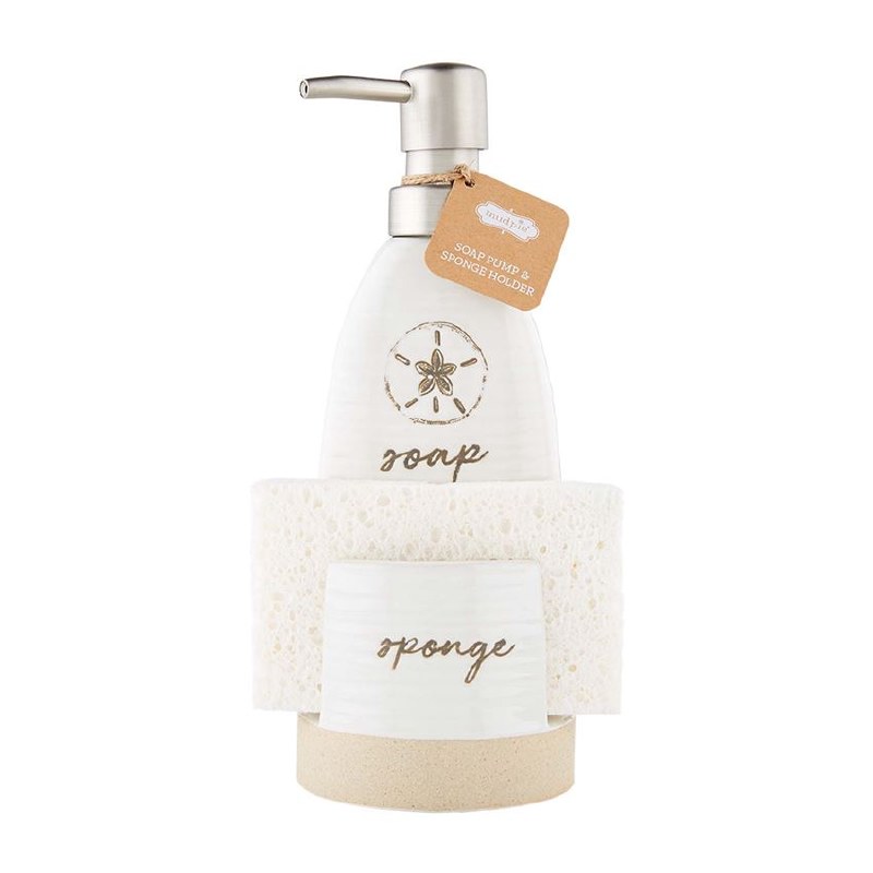 Download 7 White Stoneware Beach Soap And Sponge Holder By Mud Pie Wilford Lee Home Accents