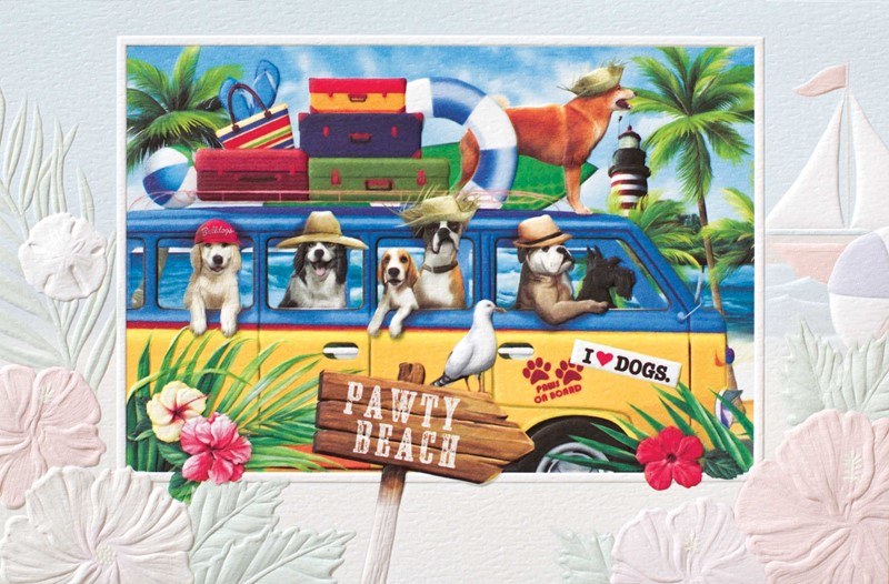 5" x 8" Dogs Pawty Beach Birthday Card Wilford & Lee Home Accents