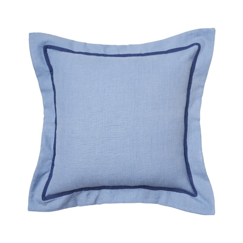 Coastal Navy Blue Pillow Cover, Monstera Leaf Fringe | Hofdeco