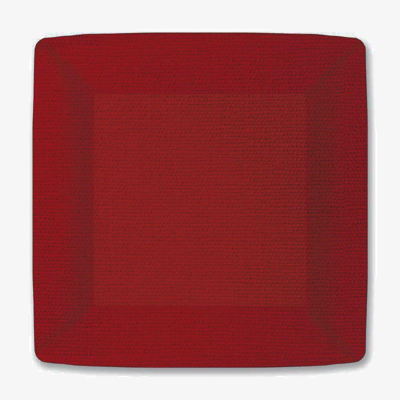 Pack of 8 7" Square Red Canvas Embossed Paper Plates Wilford & Lee Home Accents
