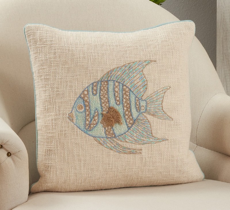 Embroidered Fish Pillow