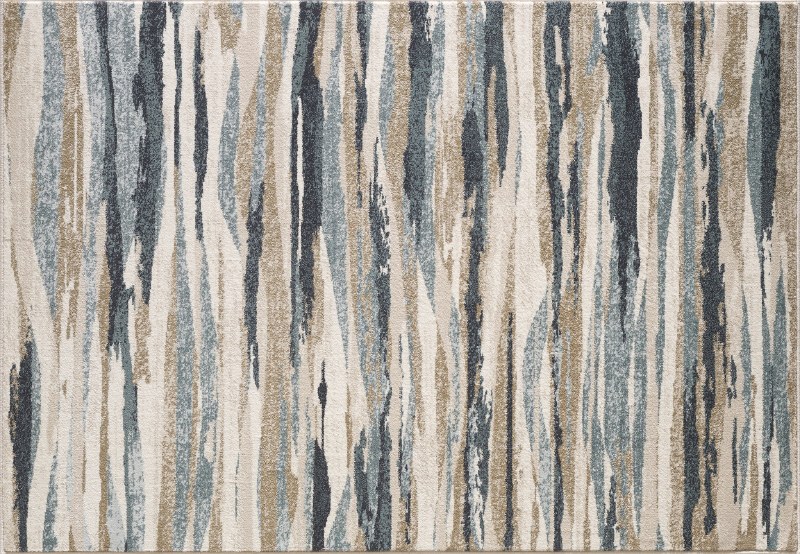 5.3' x 7.7' Ivory and Blue Avalon Landscapes 5620 Rug Wilford & Lee