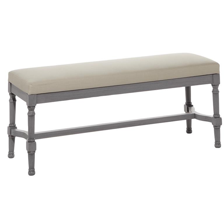 47" Gray Wood Bench With Beige Linen Cushion Wilford & Lee Home Accents