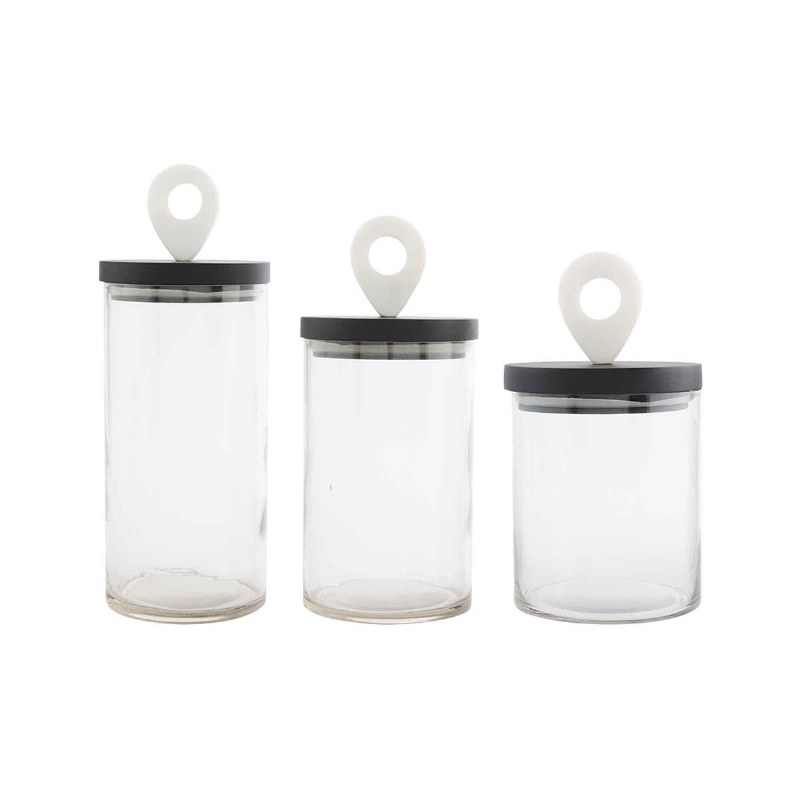 Glass Jars w/ Black Wood Lid Large