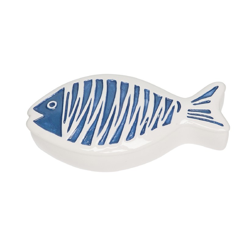 7 Blue and White Ceramic Fish Shaped Box - Wilford & Lee Home Accents