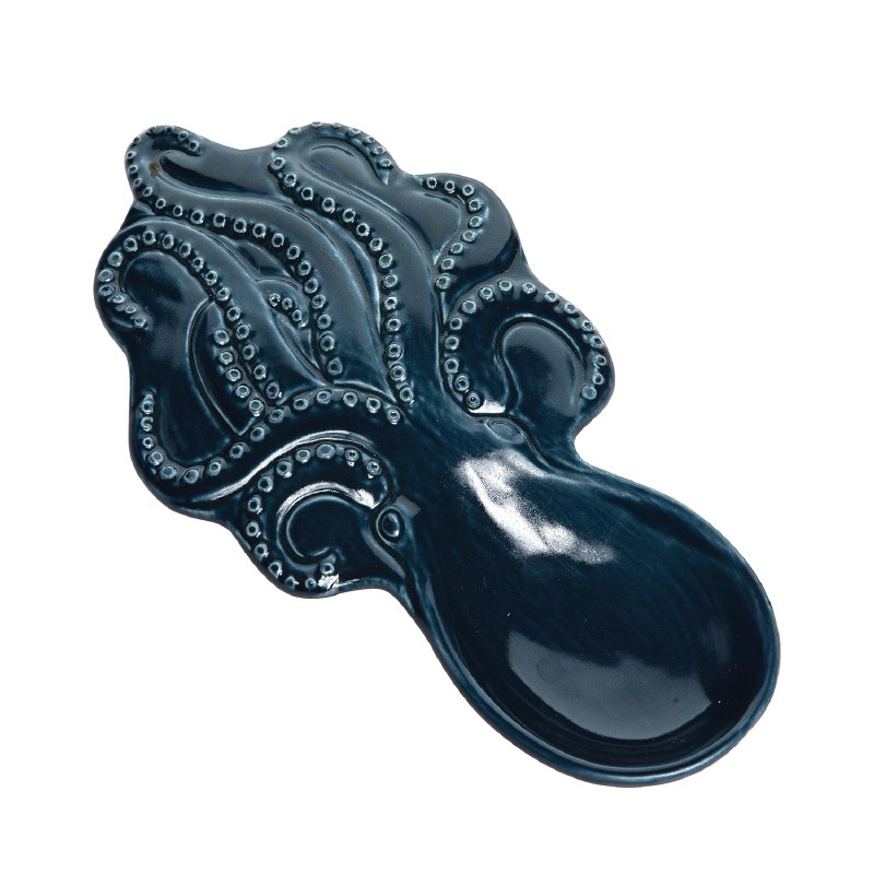 Blue Crab Spoon Rest, round aqua