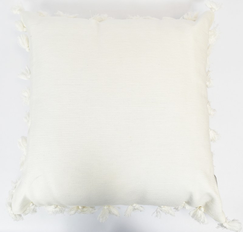 20" Sq White Decorative Pillow With Tassles Wilford & Lee Home Accents