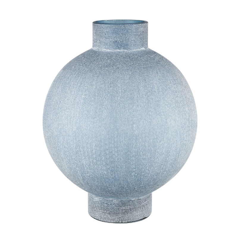 14" Frost Blue Round Glass Vase Wilford & Lee Home Accents
