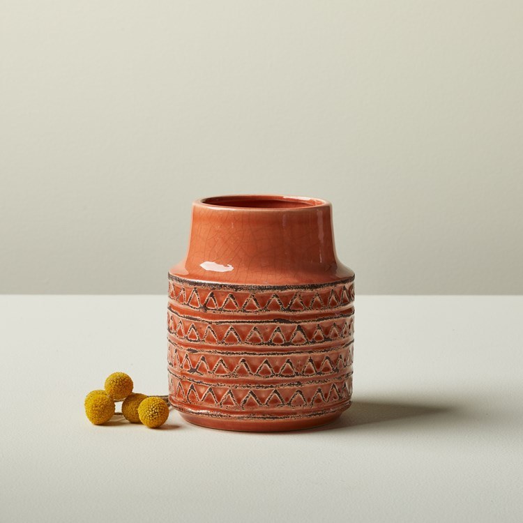 6" Orange Ceramic Pattern Vase Wilford & Lee Home Accents