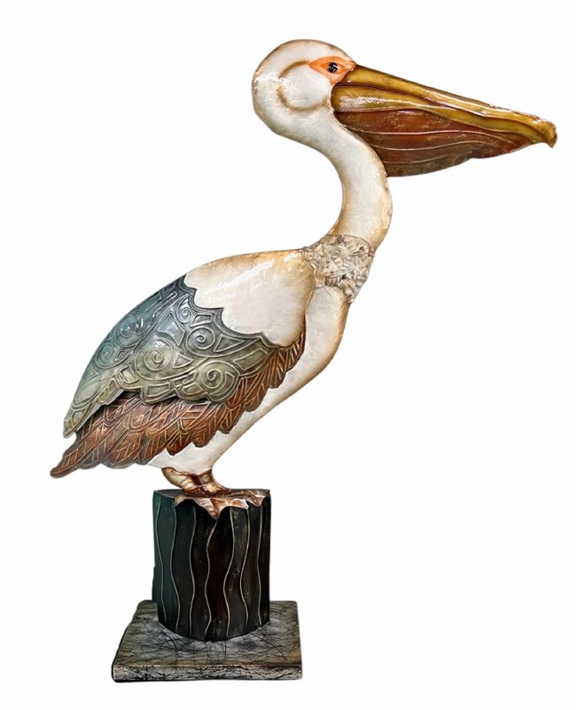 20" Metal and Capiz Pelican Statue Wilford & Lee Home Accents