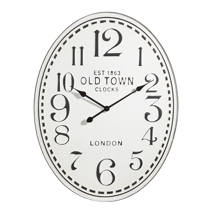 31" x 24" White and Black Oval Wall Clock Wilford & Lee Home Accents