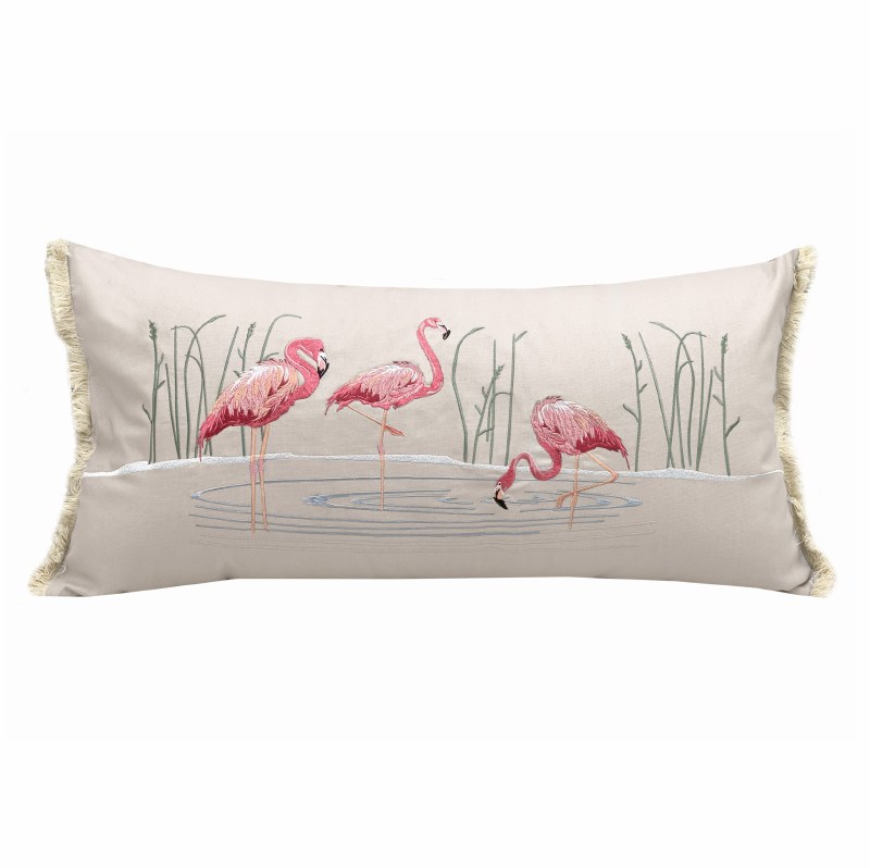 Embroidered flamingo outlet pillow