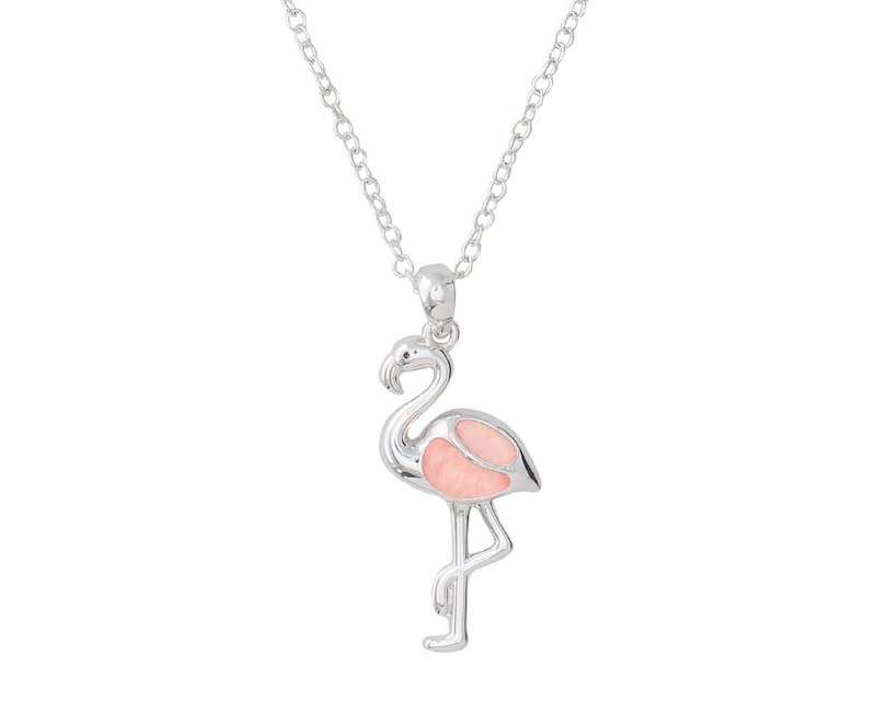 14K Gold Vermeil Pink Flamingo Necklace with Cubic Zirconias