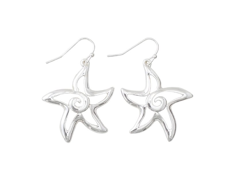 Silver Toned Swirl Starfish Earrings Wilford & Lee Home Accents