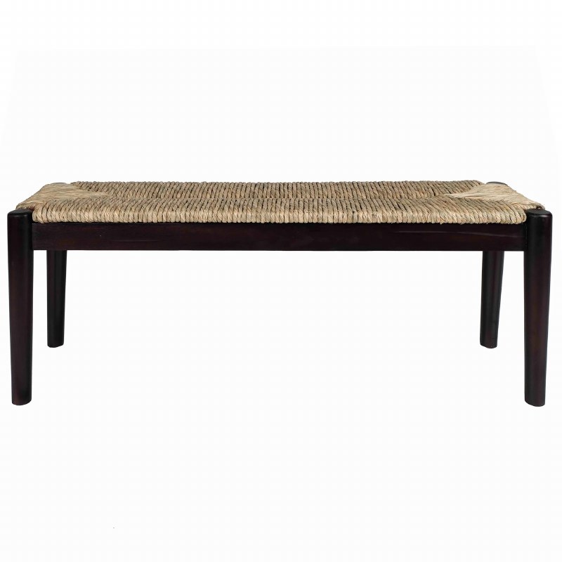 46" Black Wood Bench and a Natural Woven Seat Wilford & Lee Home Accents
