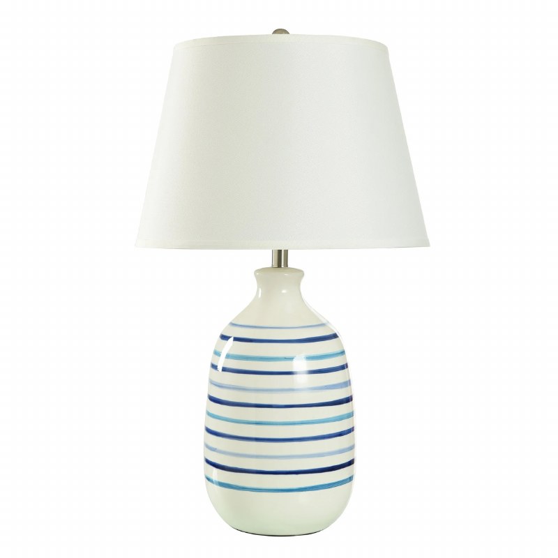 30" Blue and White Ceramic Stripe Table Lamp Wilford & Lee Home Accents