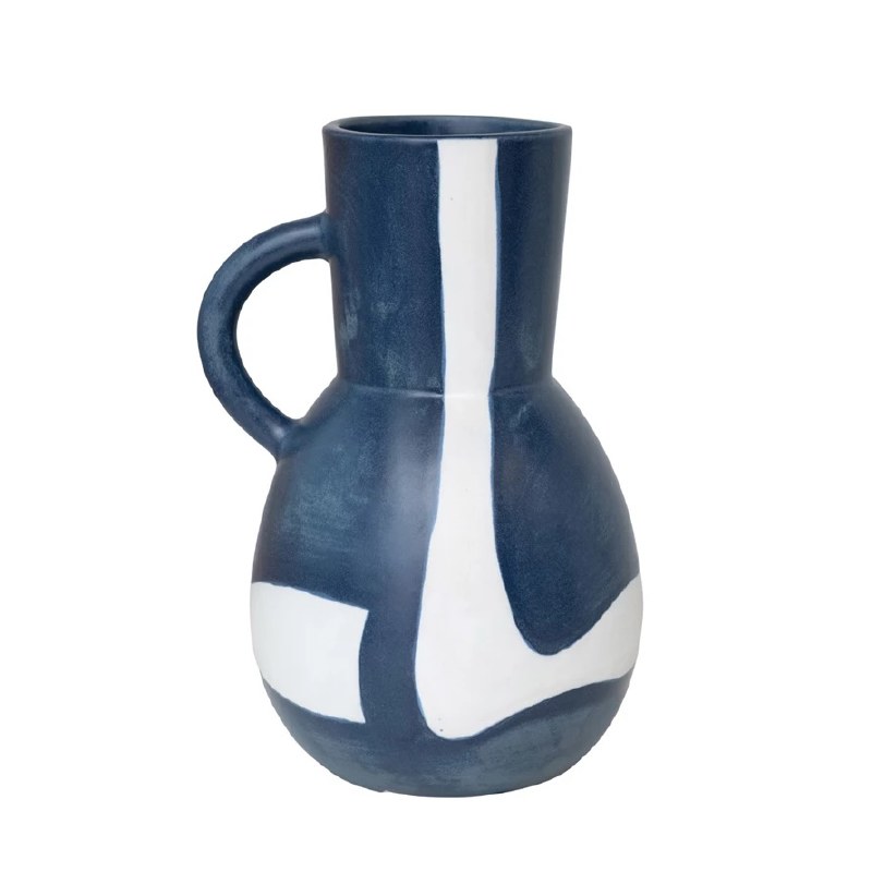 11" Blue and White Ceramic Pitcher Wilford & Lee Home Accents