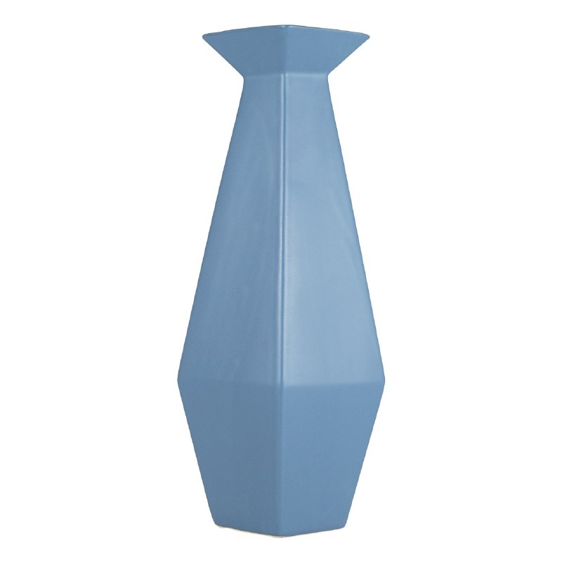 17" Blue Ceramic Geometric Vase Wilford & Lee Home Accents