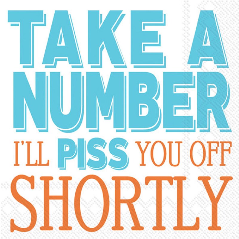 5" Square "Take a Number" Beverage Napkins Wilford & Lee Home Accents