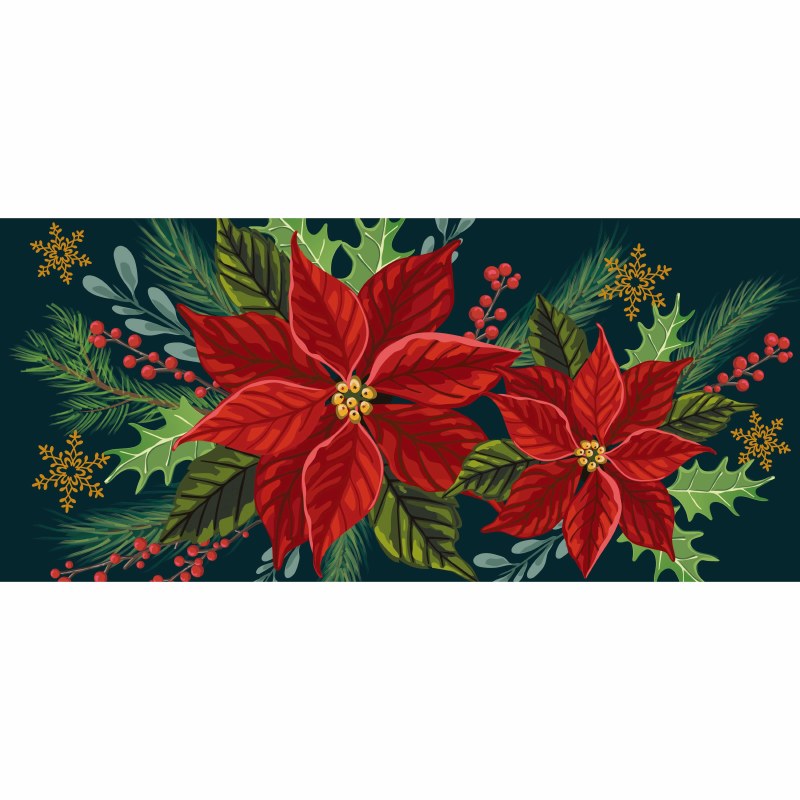 10" x 22" Red Pointsettia Sassafras Doormat Insert Wilford & Lee Home