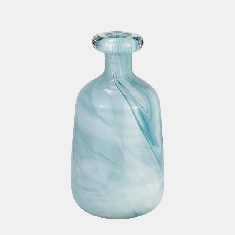 12" Teal Glass Bottle Vase Wilford & Lee Home Accents
