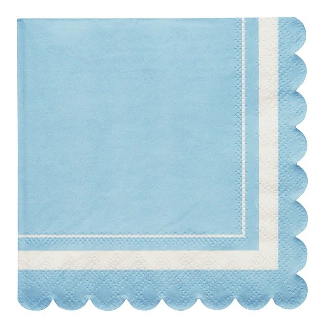 Sky Blue Scallop Edge Beverage Napkins Wilford & Lee Home Accents