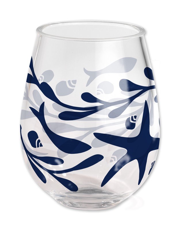 15 Oz Tidepools Acrylic Stemless Wine Glass