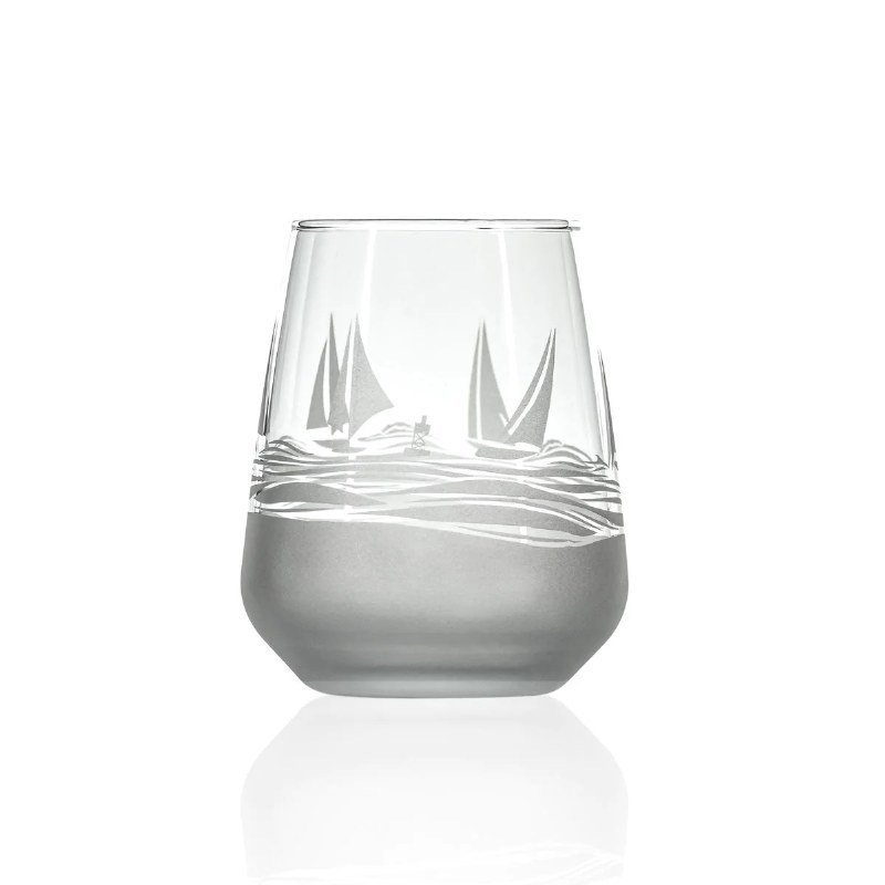 Heron Etched Stemless Wine Glasses - Set of 4