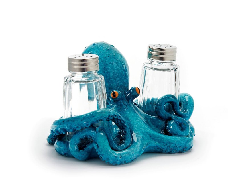 5" Blue Octopus Polyresin Salt and Pepper Shakers Wilford & Lee Home