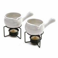 Set of Two 5" White Ceramic Butter Warmers