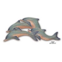 10" x 23" 4 Dolphin School Painted Wood Wall Plaque