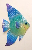 13" Patio Angelfish Right Coastal Metal Wall Art Plaque