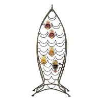 46" Large Brown Metal Wire Fish Shaped Wine Bottle Rack 46" Large Brown Metal Wire Fish Shaped Wine Bottle Rack
