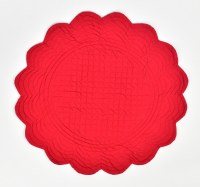 17" Round Red and Green Quilted Placemat