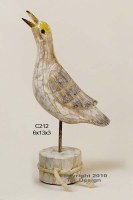 13" Distressed Finish Wooden Seagull Head Up Sculpture on Stand