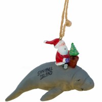 Sanibel Island Santa on Manatee Ornament