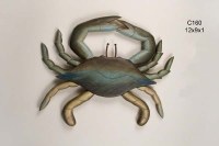 12" Blue Wood Crab Wall Plaque