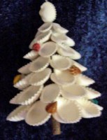 3" White Shell Tree with Ornaments Ornament