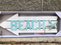 8" x 20" Wood Blue Beach & Starfish Arrow Sign
