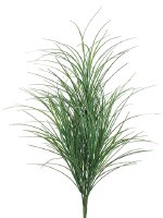 32" Green & White Artificial Grass Bush