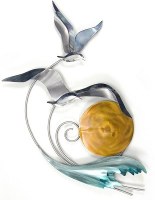 26" Stainless Steel Seagull Scene Coastal Metal Wall Art Plaque MM110