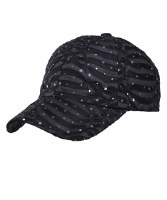 Black Glitter Fabric Velcro Cap